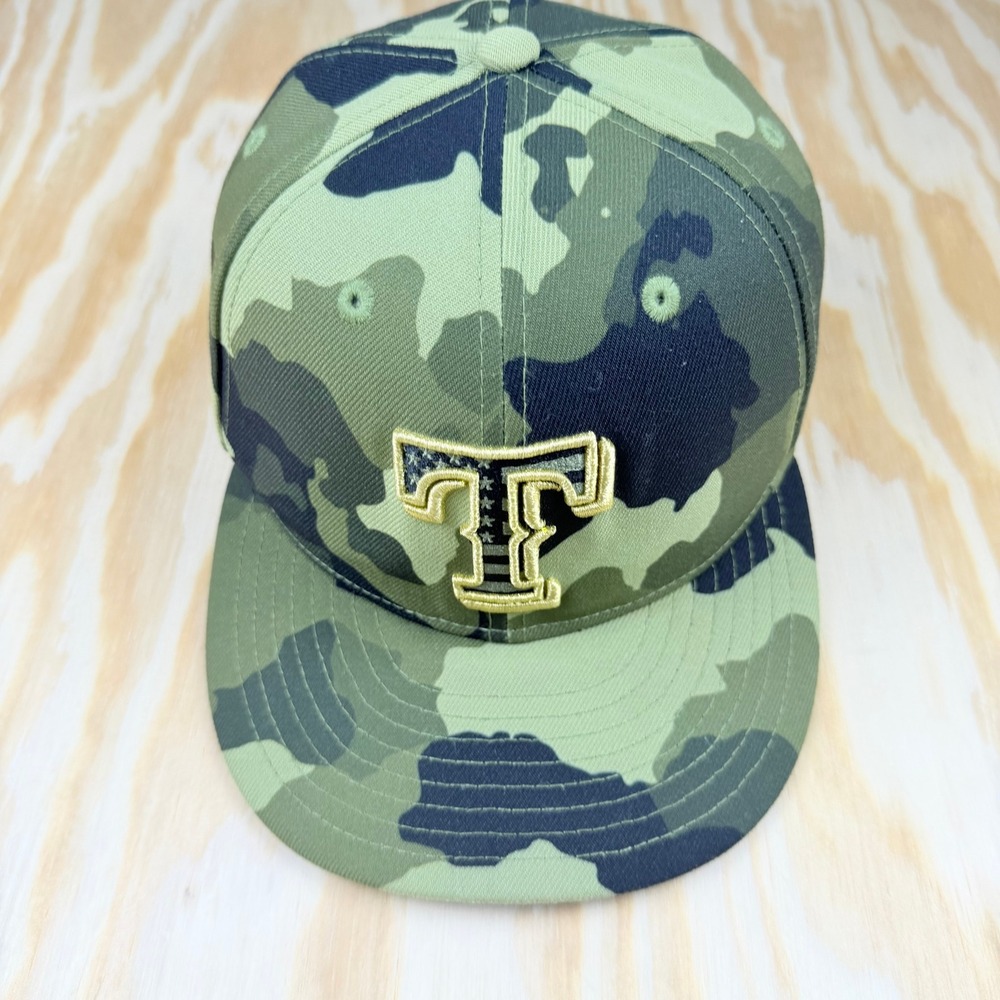 New Era 59FIFTY Texas Rangers Camo American Flag Fitted Hat 7 Mens MLB Cap